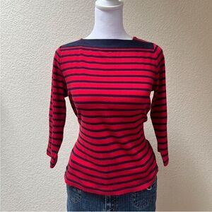 Ralph Lauren Red and Black Striped Long Sleeve Top